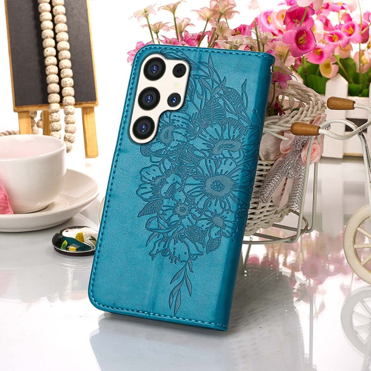 For Samsung Galaxy S24 Ultra 5G Embossed Butterfly Leather Phone Case(Blue) - HoMEdemic™ 