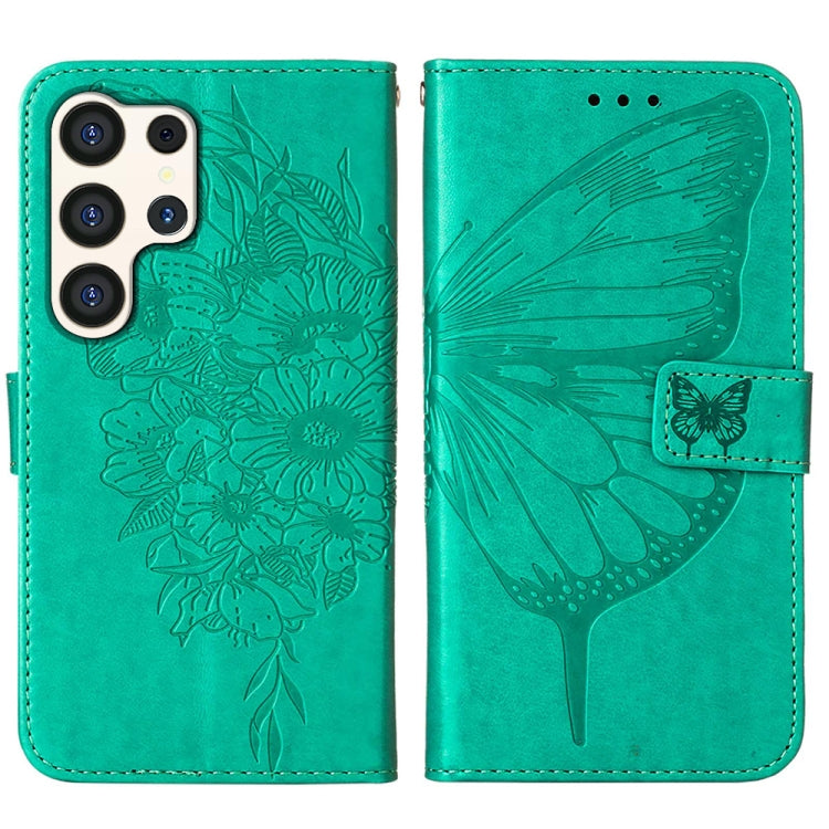 For Samsung Galaxy S24 Ultra 5G Embossed Butterfly Leather Phone Case(Green) - HoMEdemic™ 