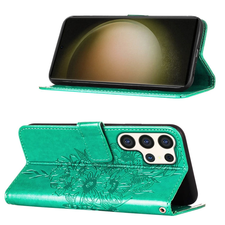 For Samsung Galaxy S24 Ultra 5G Embossed Butterfly Leather Phone Case(Green) - HoMEdemic™ 