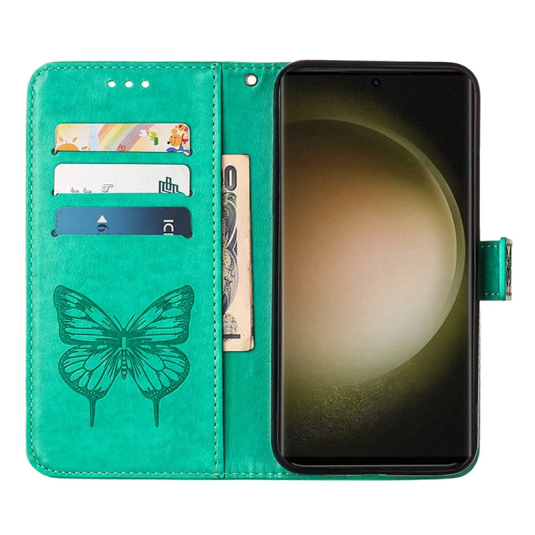 For Samsung Galaxy S24 Ultra 5G Embossed Butterfly Leather Phone Case(Green) - HoMEdemic™ 