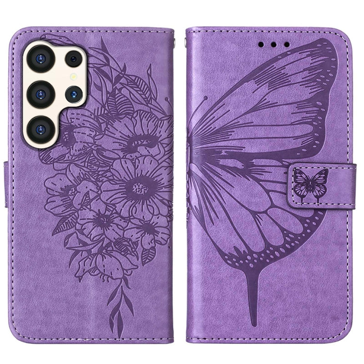 For Samsung Galaxy S24 Ultra 5G Embossed Butterfly Leather Phone Case(Light Purple) - HoMEdemic™ 
