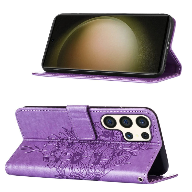For Samsung Galaxy S24 Ultra 5G Embossed Butterfly Leather Phone Case(Light Purple) - HoMEdemic™ 