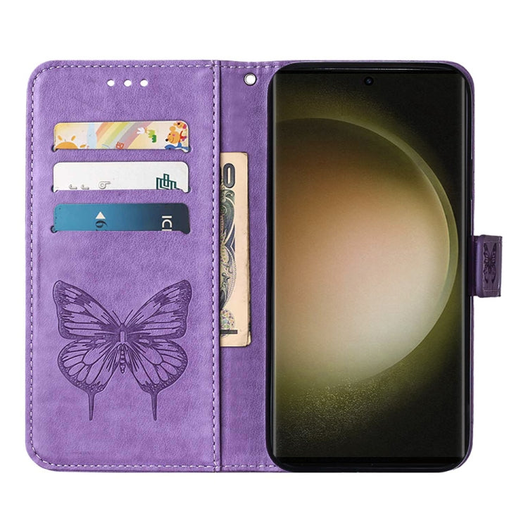 For Samsung Galaxy S24 Ultra 5G Embossed Butterfly Leather Phone Case(Light Purple) - HoMEdemic™ 