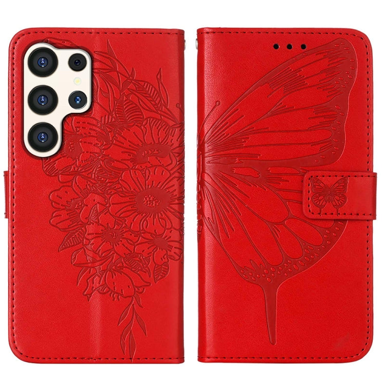 For Samsung Galaxy S24 Ultra 5G Embossed Butterfly Leather Phone Case(Red) - HoMEdemic™ 