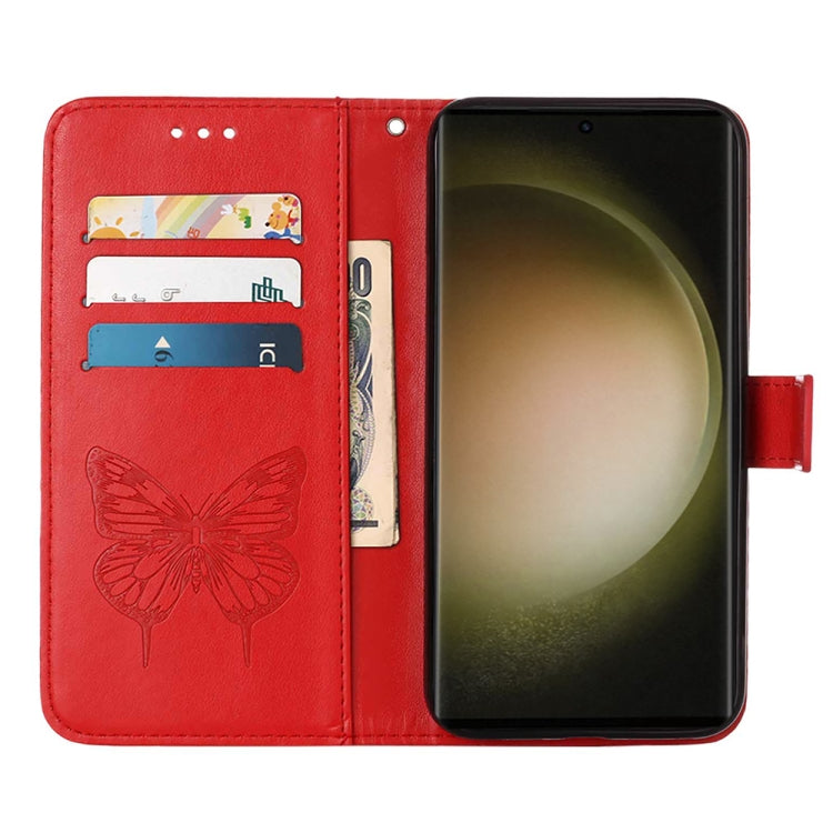 For Samsung Galaxy S24 Ultra 5G Embossed Butterfly Leather Phone Case(Red) - HoMEdemic™ 