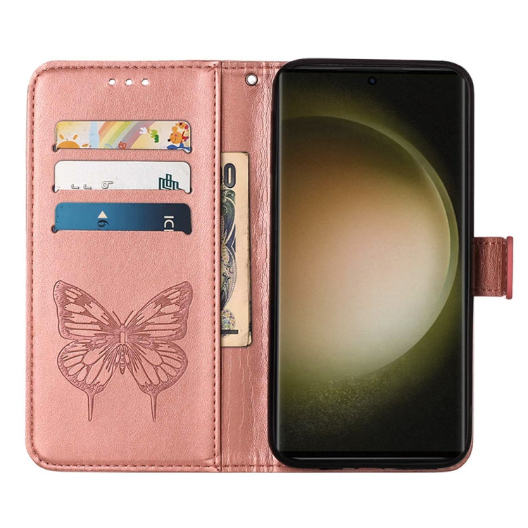 For Samsung Galaxy S24 Ultra 5G Embossed Butterfly Leather Phone Case(Rose Gold) - HoMEdemic™ 