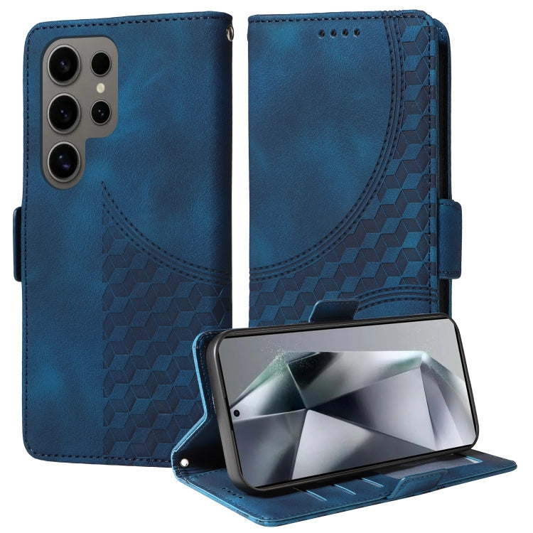 For Samsung Galaxy S24 Ultra 5G Embossed Rhombus Starry Leather Phone Case(Blue) - HoMEdemic™ 