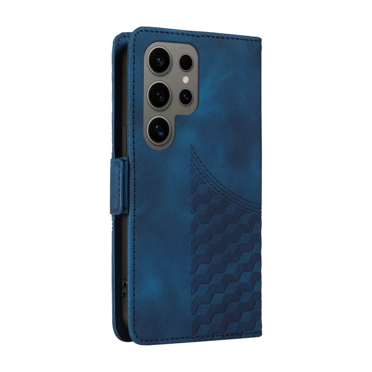 For Samsung Galaxy S24 Ultra 5G Embossed Rhombus Starry Leather Phone Case(Blue) - HoMEdemic™ 