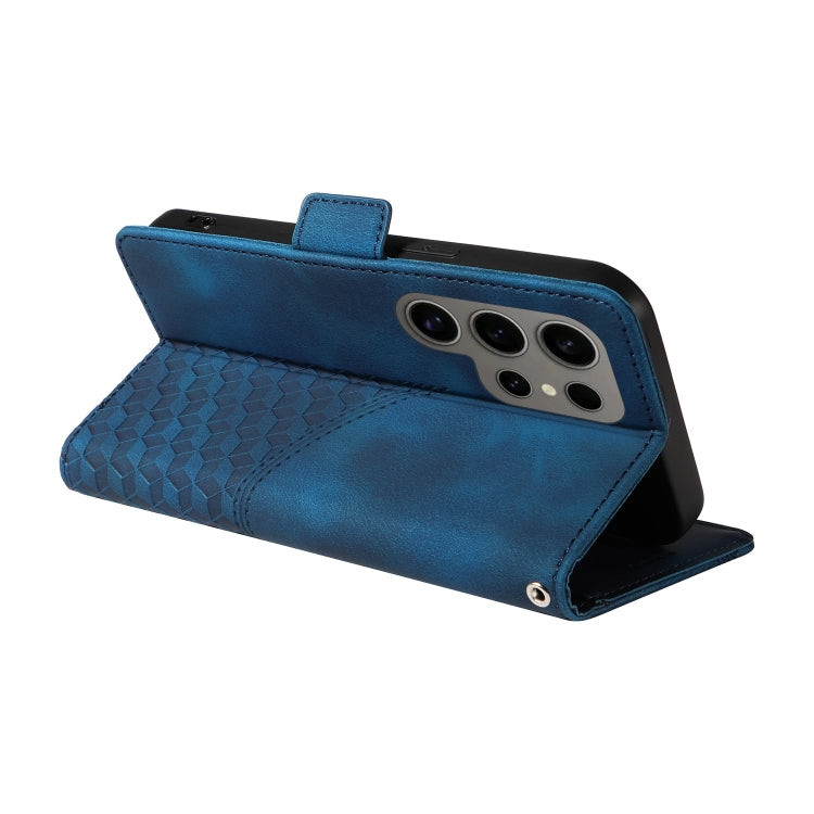 For Samsung Galaxy S24 Ultra 5G Embossed Rhombus Starry Leather Phone Case(Blue) - HoMEdemic™ 