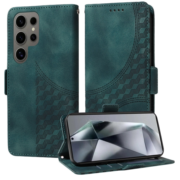 For Samsung Galaxy S24 Ultra 5G Embossed Rhombus Starry Leather Phone Case(Green) - HoMEdemic™ 