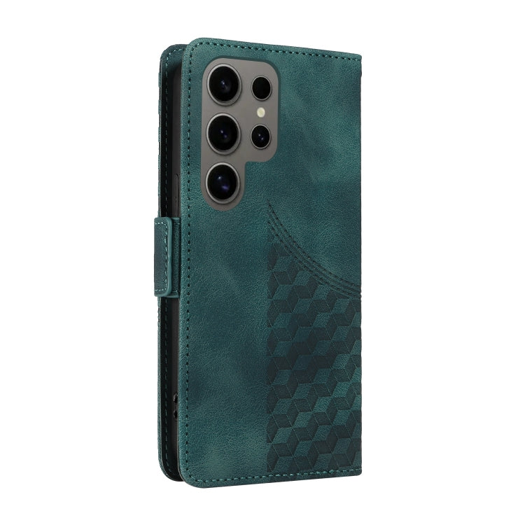For Samsung Galaxy S24 Ultra 5G Embossed Rhombus Starry Leather Phone Case(Green) - HoMEdemic™ 