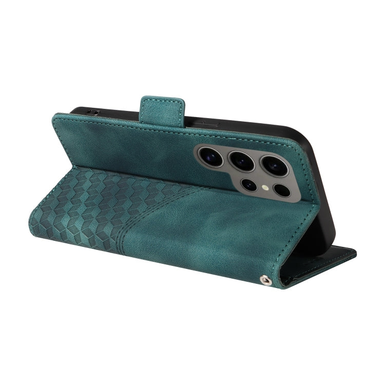 For Samsung Galaxy S24 Ultra 5G Embossed Rhombus Starry Leather Phone Case(Green) - HoMEdemic™ 