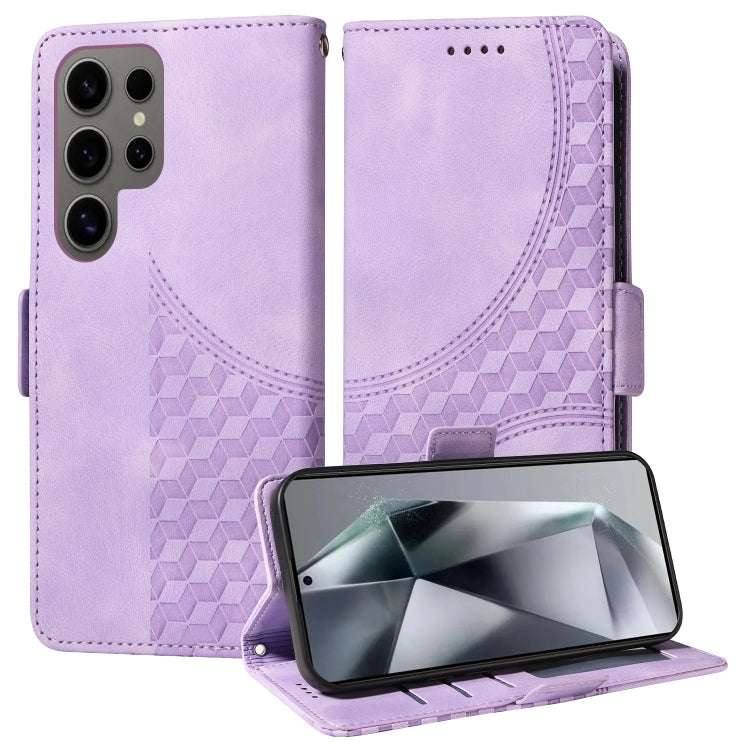 For Samsung Galaxy S24 Ultra 5G Embossed Rhombus Starry Leather Phone Case(Purple) - HoMEdemic™ 