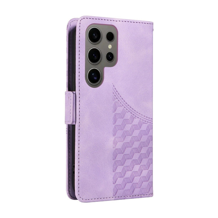 For Samsung Galaxy S24 Ultra 5G Embossed Rhombus Starry Leather Phone Case(Purple) - HoMEdemic™ 