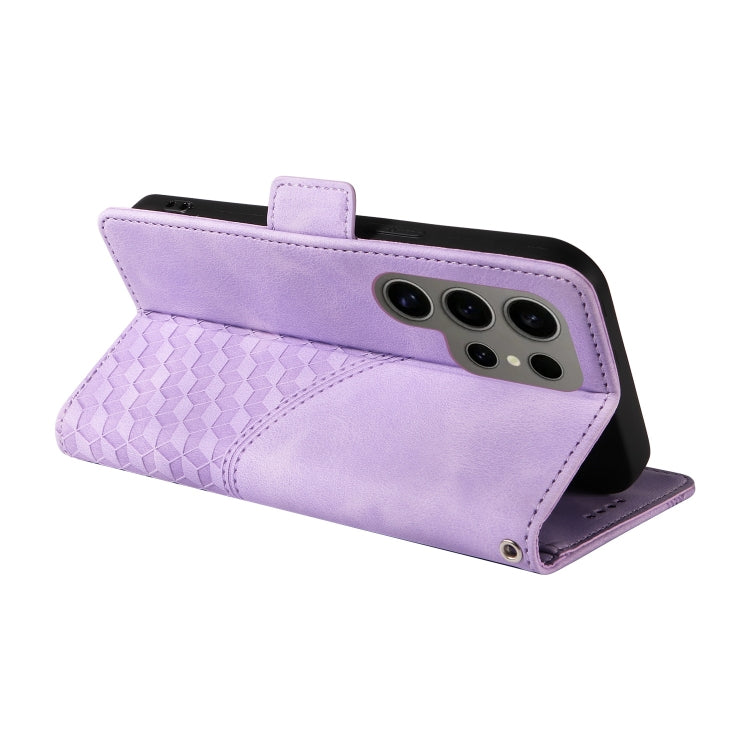 For Samsung Galaxy S24 Ultra 5G Embossed Rhombus Starry Leather Phone Case(Purple) - HoMEdemic™ 