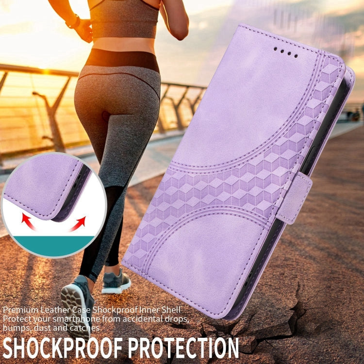 For Samsung Galaxy S24 Ultra 5G Embossed Rhombus Starry Leather Phone Case(Purple) - HoMEdemic™ 