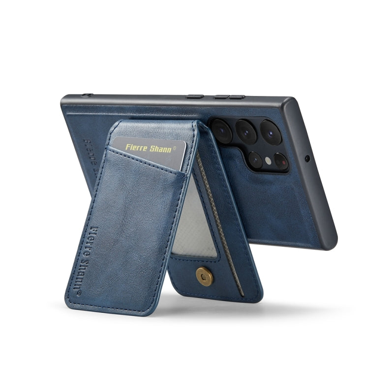 For Samsung Galaxy S24 Ultra 5G Fierre Shann Cowhide Vertical Flip Magnetic Card Holder Phone Case(Blue) - HoMEdemic™ 
