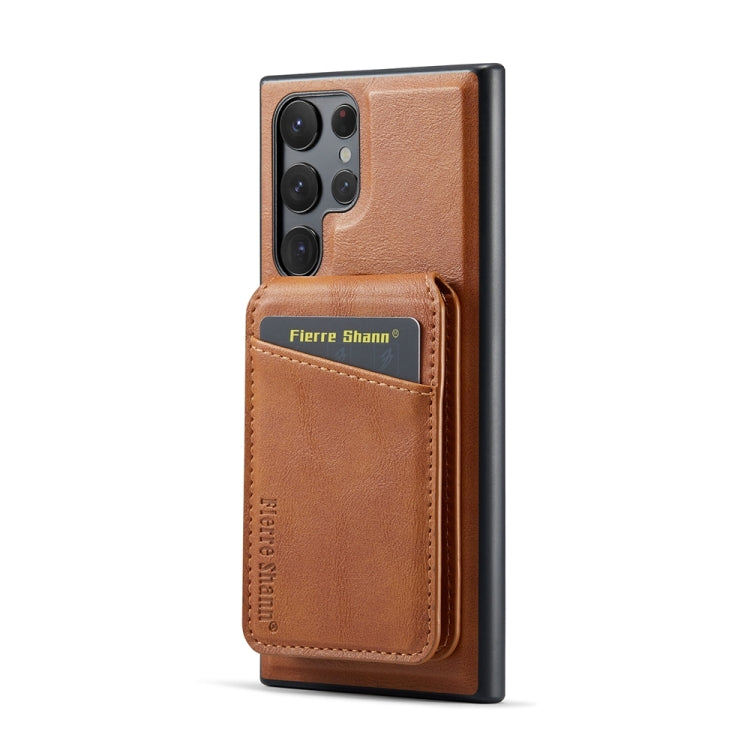 For Samsung Galaxy S24 Ultra 5G Fierre Shann Cowhide Vertical Flip Magnetic Card Holder Phone Case(Brown) - HoMEdemic™ 