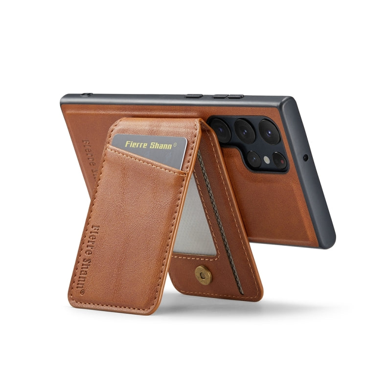 For Samsung Galaxy S24 Ultra 5G Fierre Shann Cowhide Vertical Flip Magnetic Card Holder Phone Case(Brown) - HoMEdemic™ 