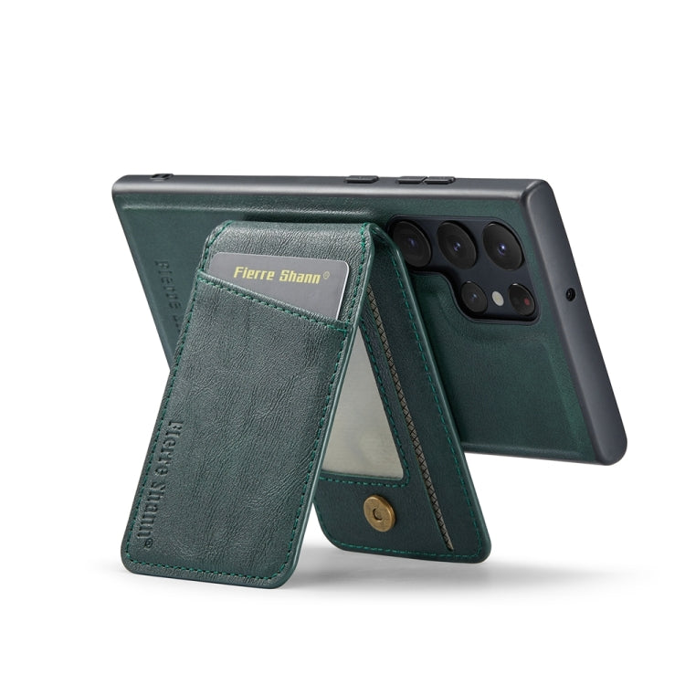 For Samsung Galaxy S24 Ultra 5G Fierre Shann Cowhide Vertical Flip Magnetic Card Holder Phone Case(Green) - HoMEdemic™ 