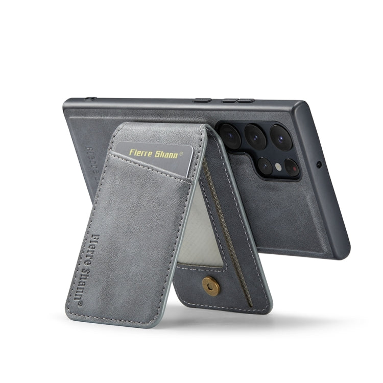 For Samsung Galaxy S24 Ultra 5G Fierre Shann Cowhide Vertical Flip Magnetic Card Holder Phone Case(Grey) - HoMEdemic™ 