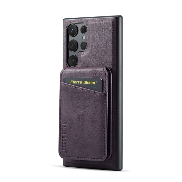 For Samsung Galaxy S24 Ultra 5G Fierre Shann Cowhide Vertical Flip Magnetic Card Holder Phone Case(Purple) - HoMEdemic™ 