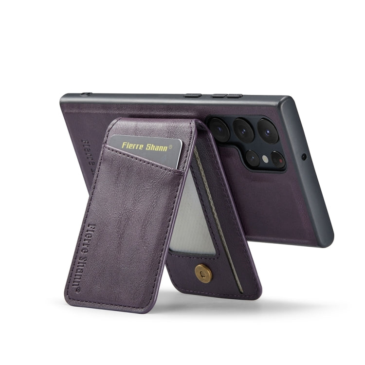 For Samsung Galaxy S24 Ultra 5G Fierre Shann Cowhide Vertical Flip Magnetic Card Holder Phone Case(Purple) - HoMEdemic™ 