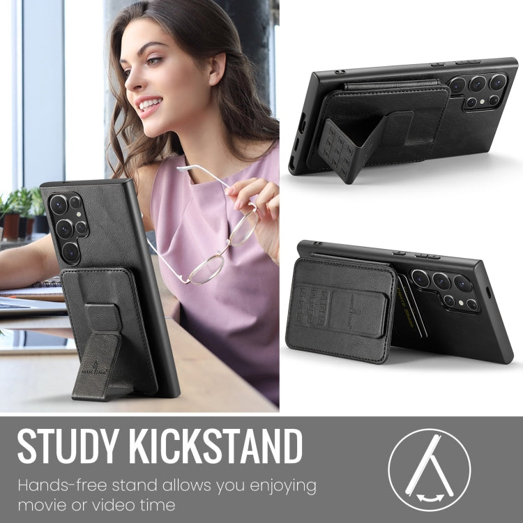 For Samsung Galaxy S24 Ultra 5G Fierre Shann Oil Wax Cow Leather Card Holder Back Phone Case(Black) - HoMEdemic™ 