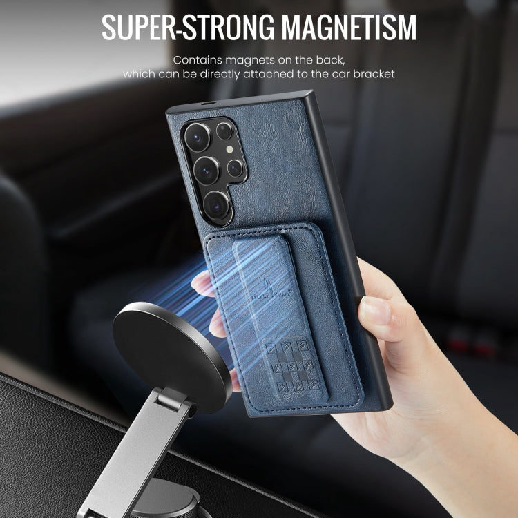 For Samsung Galaxy S24 Ultra 5G Fierre Shann Oil Wax Cow Leather Card Holder Back Phone Case(Blue) - HoMEdemic™ 