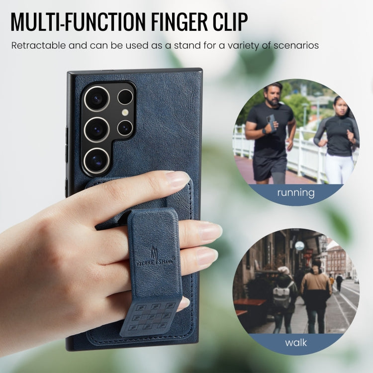 For Samsung Galaxy S24 Ultra 5G Fierre Shann Oil Wax Cow Leather Card Holder Back Phone Case(Blue) - HoMEdemic™ 