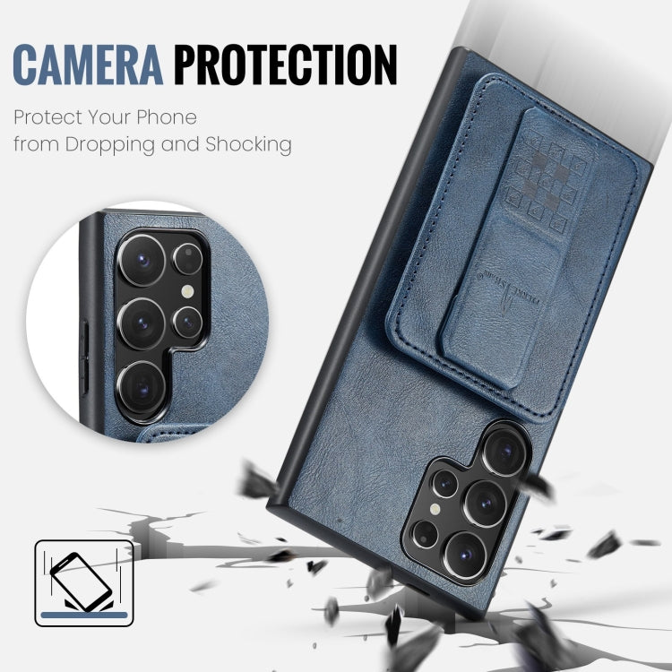 For Samsung Galaxy S24 Ultra 5G Fierre Shann Oil Wax Cow Leather Card Holder Back Phone Case(Blue) - HoMEdemic™ 