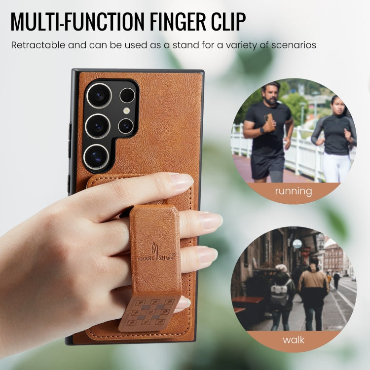 For Samsung Galaxy S24 Ultra 5G Fierre Shann Oil Wax Cow Leather Card Holder Back Phone Case(Brown) - HoMEdemic™ 