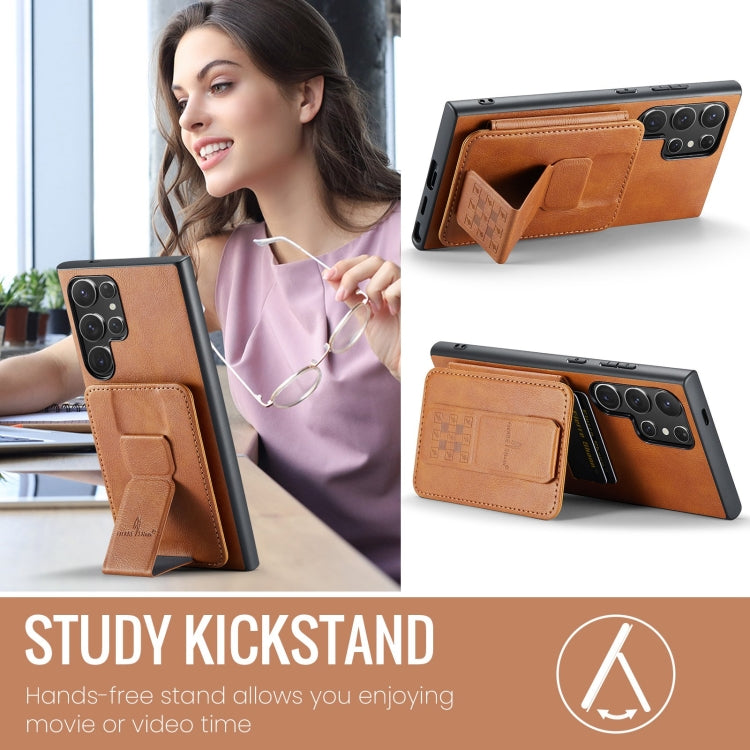 For Samsung Galaxy S24 Ultra 5G Fierre Shann Oil Wax Cow Leather Card Holder Back Phone Case(Brown) - HoMEdemic™ 