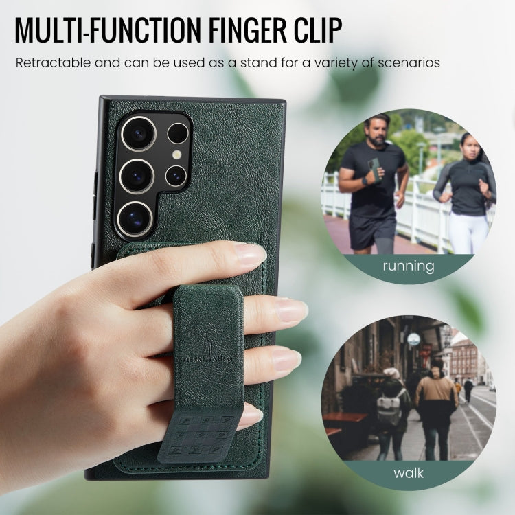 For Samsung Galaxy S24 Ultra 5G Fierre Shann Oil Wax Cow Leather Card Holder Back Phone Case(Green) - HoMEdemic™ 