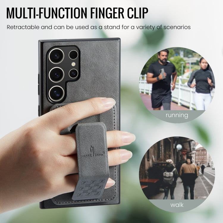 For Samsung Galaxy S24 Ultra 5G Fierre Shann Oil Wax Cow Leather Card Holder Back Phone Case(Grey) - HoMEdemic™ 