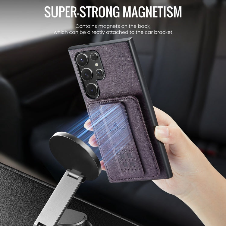 For Samsung Galaxy S24 Ultra 5G Fierre Shann Oil Wax Cow Leather Card Holder Back Phone Case(Purple) - HoMEdemic™ 