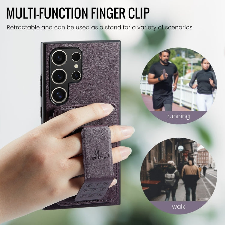 For Samsung Galaxy S24 Ultra 5G Fierre Shann Oil Wax Cow Leather Card Holder Back Phone Case(Purple) - HoMEdemic™ 