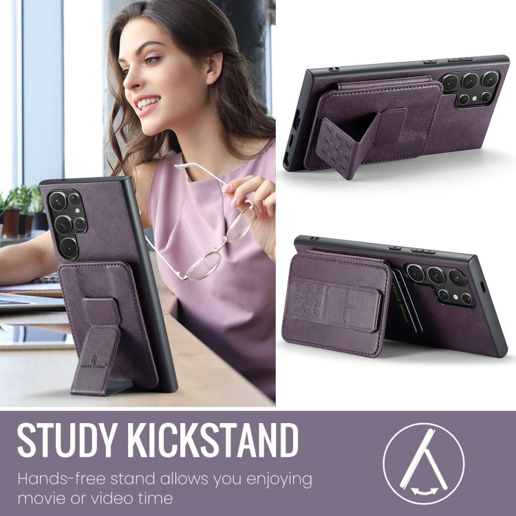 For Samsung Galaxy S24 Ultra 5G Fierre Shann Oil Wax Cow Leather Card Holder Back Phone Case(Purple) - HoMEdemic™ 