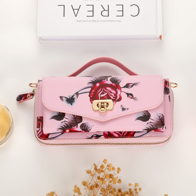 For Samsung Galaxy S24 Ultra 5G Flower Multi-functional Crossbody Zipper Wallet Leather Phone Case(Pink) - HoMEdemic™ 