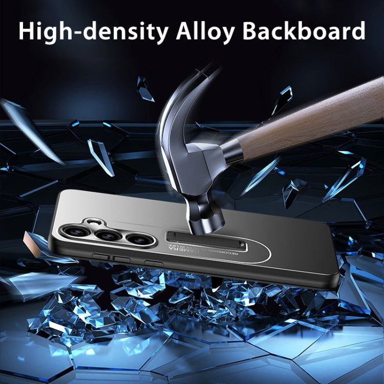 For Samsung Galaxy S24 Ultra 5G Frosted Metal Hybrid TPU Holder Phone Case(Black) - HoMEdemic™ 