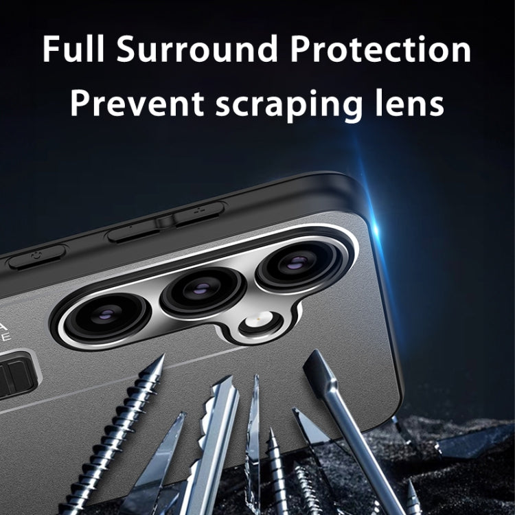 For Samsung Galaxy S24 Ultra 5G Frosted Metal Hybrid TPU Holder Phone Case(Black) - HoMEdemic™ 