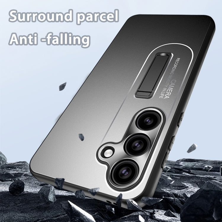 For Samsung Galaxy S24 Ultra 5G Frosted Metal Hybrid TPU Holder Phone Case(Silver) - HoMEdemic™ 