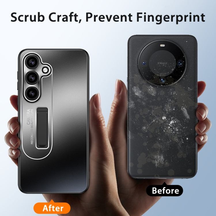 For Samsung Galaxy S24 Ultra 5G Frosted Metal Hybrid TPU Holder Phone Case(Silver) - HoMEdemic™ 