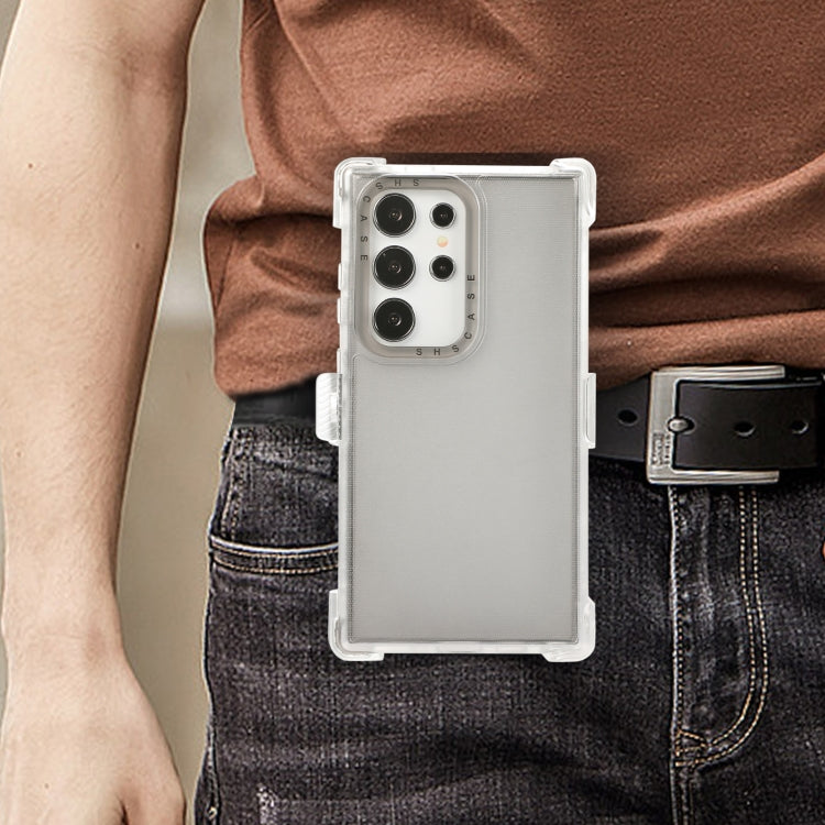 For Samsung Galaxy S24 Ultra 5G Frosted PC+TPU Phone Case with Back Clip(Transparent Black) - HoMEdemic™ 