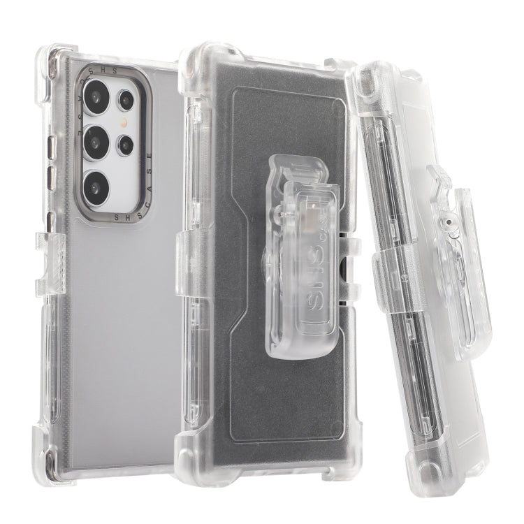 For Samsung Galaxy S24 Ultra 5G Frosted PC+TPU Phone Case with Back Clip(Transparent Black) - HoMEdemic™ 