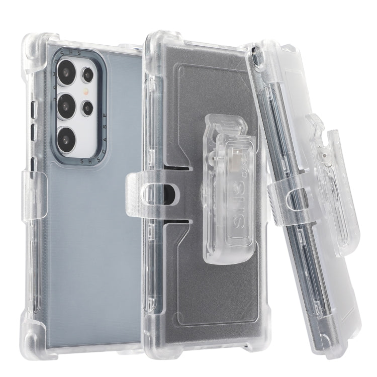 For Samsung Galaxy S24 Ultra 5G Frosted PC+TPU Phone Case with Back Clip(Transparent Blue) - HoMEdemic™ 
