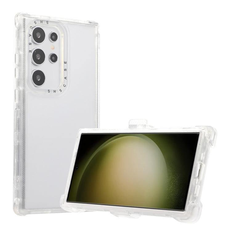 For Samsung Galaxy S24 Ultra 5G Frosted PC+TPU Phone Case with Back Clip(White) - HoMEdemic™ 