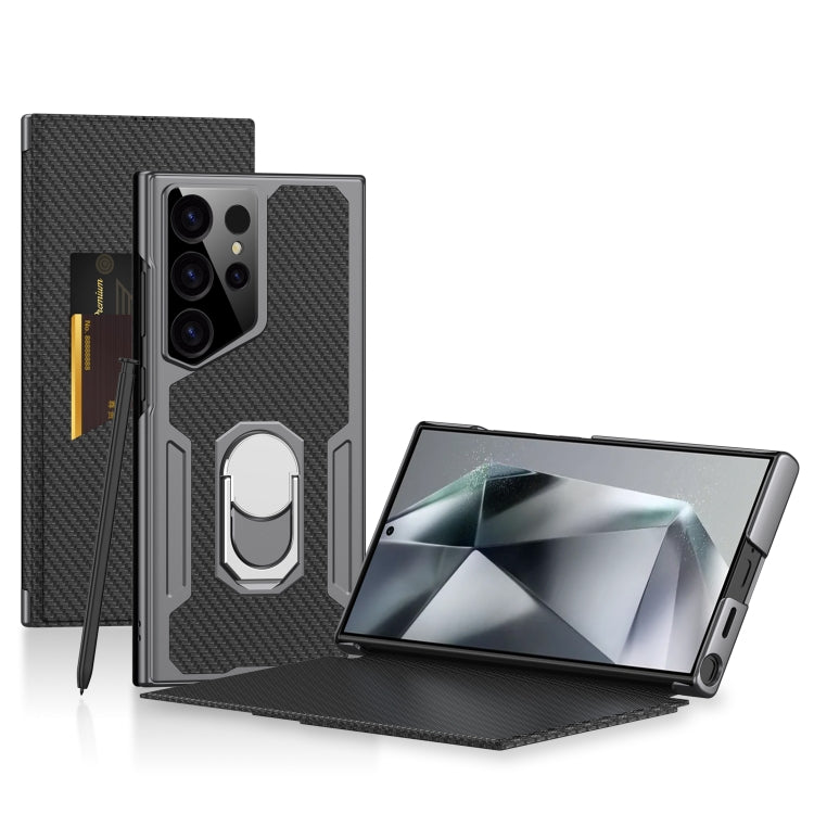 For Samsung Galaxy S24 Ultra 5G GKK Armor Flip Leather Phone Case, Without Pen(Carbon Fiber Texture) - HoMEdemic™ 