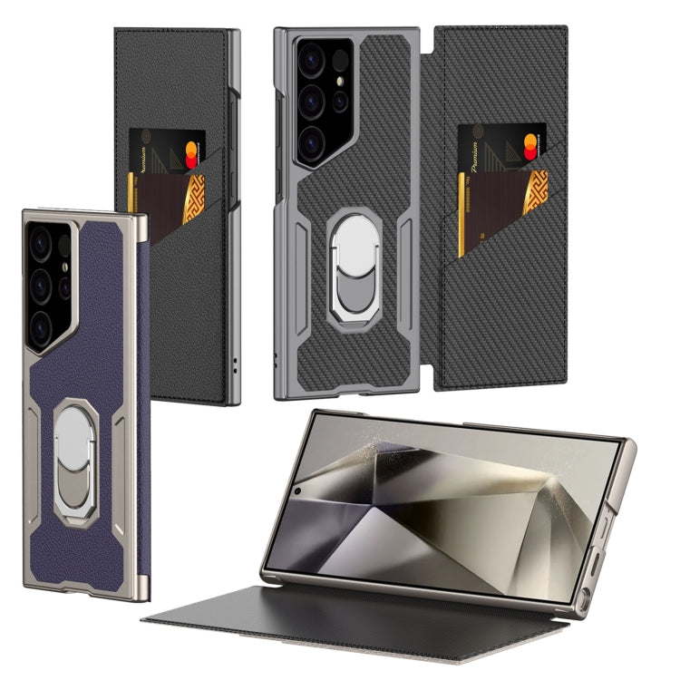 For Samsung Galaxy S24 Ultra 5G GKK Armor Flip Leather Phone Case, Without Pen(Carbon Fiber Texture) - HoMEdemic™ 