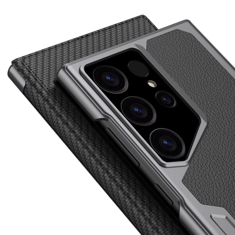 For Samsung Galaxy S24 Ultra 5G GKK Armor Flip Leather Phone Case, Without Pen(Carbon Fiber Texture) - HoMEdemic™ 